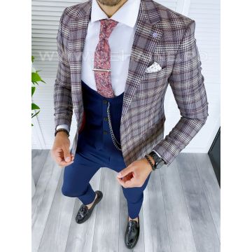 Sacou barbati in carouri slim fit B5297 D3-2.4