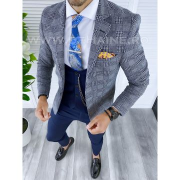 Sacou barbati in carouri slim fit B5314 / P19-4.1