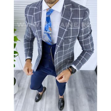 Sacou barbati  in carouri slim fit B5320  O2-4.1