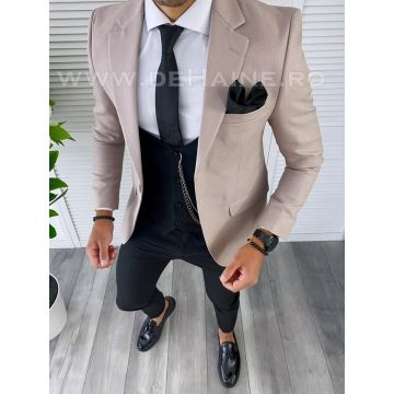 Sacou barbati roz pal slim fit B4985 80-4