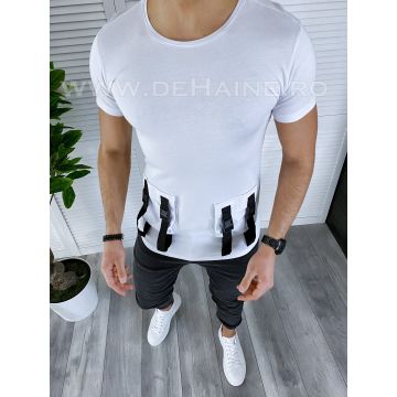Tricou barbati alb slim fit B1966 N1-3.1