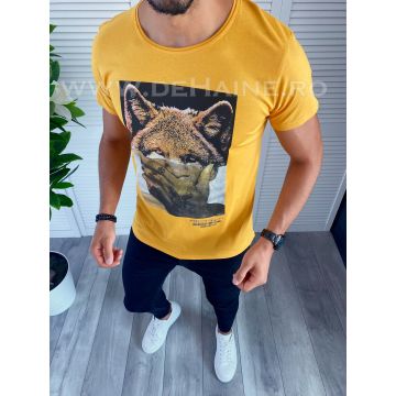 Tricou barbati slim fit mustar B1721  O1-3.1