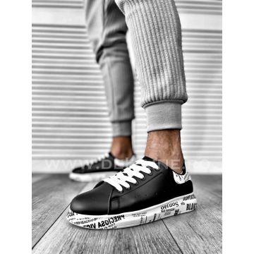 Adidasi barbati casual negri cu talpa alba B3623 T53-3