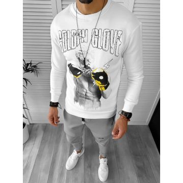 Bluza barbati alba vatuita slim fit K409  128