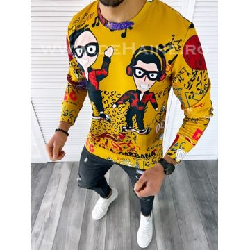 Bluza barbati mustar slim fit din silon B7663  O3-4.3