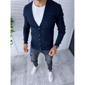 Bluza barbati slim fit bleumarin B7556  U1