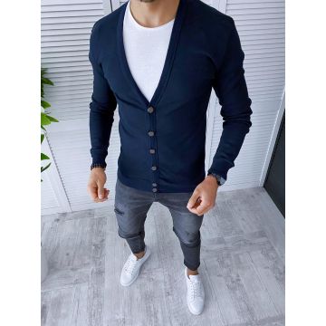 Bluza barbati slim fit bleumarin B7556 U1