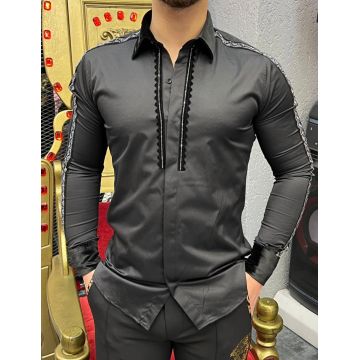 Camasa barbati neagra slim fit pentru evenimente B8571 P18-1 .2