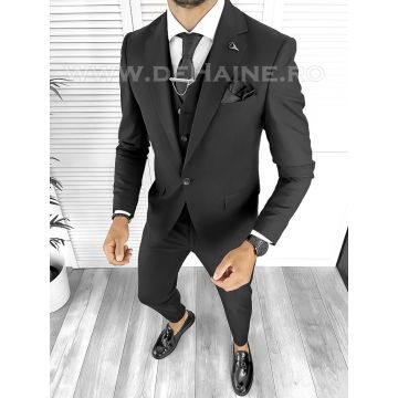 Costum barbati slim fit negru B8291 12-5.1