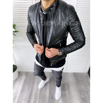 Geaca barbati neagra piele ecologica B7185 Q1-3