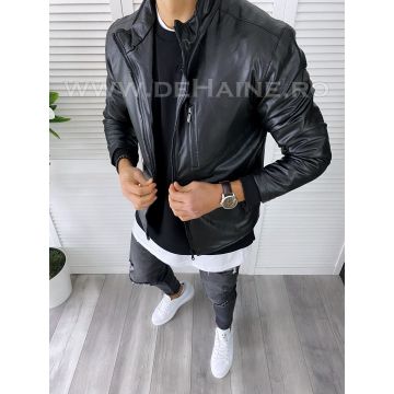 Geaca barbati neagra piele ecologica B7191 Z14-3