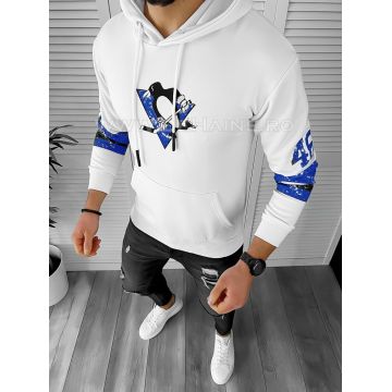 Hanorac barbati slim fit alb cu imprimeu pe spate K130 K11-4