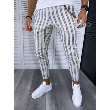 Pantaloni barbati casual regular fit bej in dungi B1594 S1 B7-1