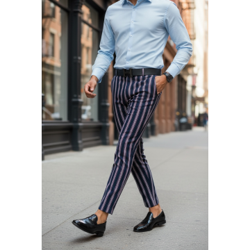 Pantaloni barbati casual regular fit bleumarin B1603 Z35-1