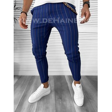 Pantaloni barbati casual regular fit bleumarin in dungi B7871    S3-1