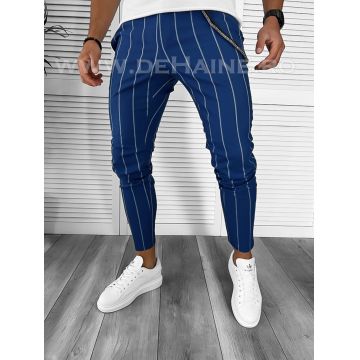 Pantaloni barbati casual regular fit bleumarin in dungi B7875. 27-5 E~