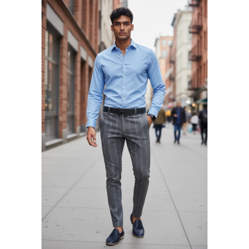 Pantaloni barbati casual regular fit gri B1551 I19