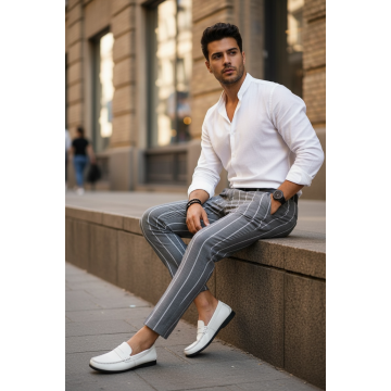 Pantaloni barbati casual regular fit gri B1644 U2