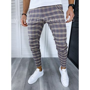 Pantaloni barbati casual regular fit in carouri B1553 Z4-2