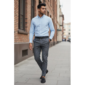 Pantaloni barbati casual regular fit in carouri B1739 D11-6