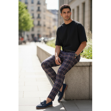 Pantaloni barbati casual regular fit in carouri B1822 7-4.1