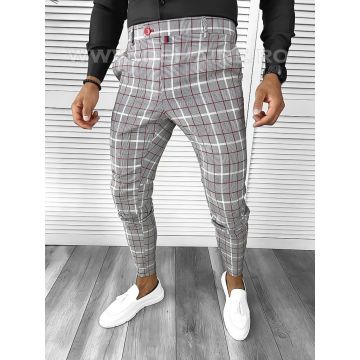 Pantaloni barbati casual regular fit in carouri B7840 2-1 E