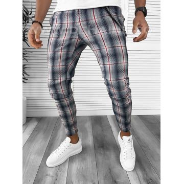 Pantaloni barbati casual regular fit in carouri B7947 8-3 E~