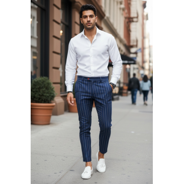 Pantaloni barbati eleganti bleumarin B7871 F1-4.1.2   S3-1