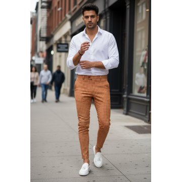 Pantaloni barbati eleganti carouri B1880 V2-5