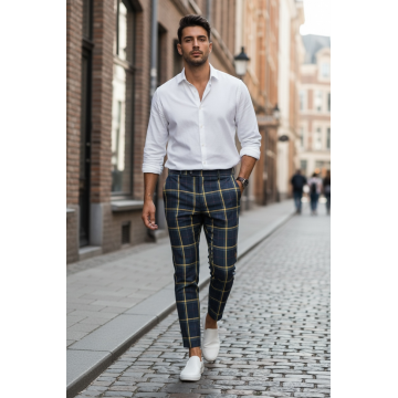 Pantaloni barbati eleganti in carouri B7841  i18-4.3