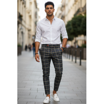 Pantaloni barbati eleganti in carouri B8508    Z35-2