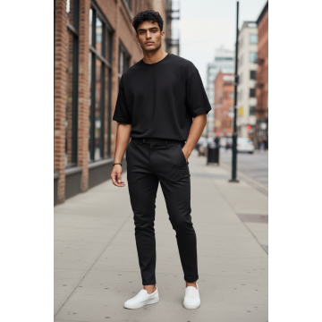 Pantaloni barbati eleganti negri B1734 B8