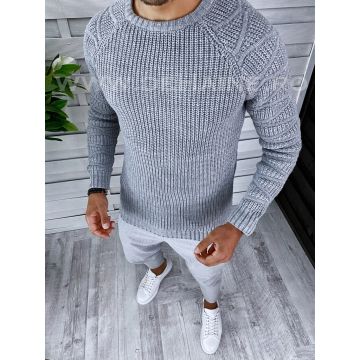 Pulover barbati gros slim fit gri T3621 13-3.3
