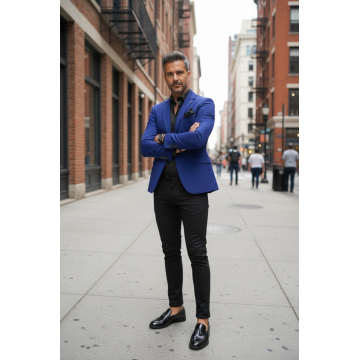 Sacou barbati slim fit bleumarin B8338 105