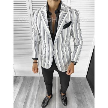 Sacou barbati slim fit cu imprimeu B8274 8-2
