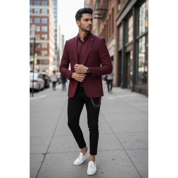 Sacou barbati slim fit grena B8339  89-5