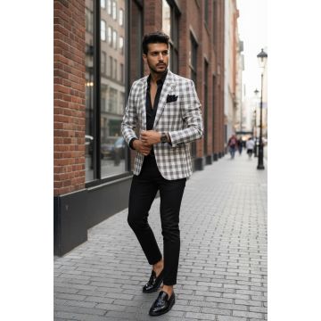 Sacou barbati slim fit in carouri B8283 14-5.2