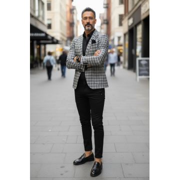 Sacou barbati slim fit in carouri B8315  N7-5.3