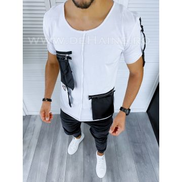 Tricou barbati slim fit albi B5679  N8-3.1