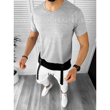 Tricou barbati slim fit gri B1957  N1-5.2