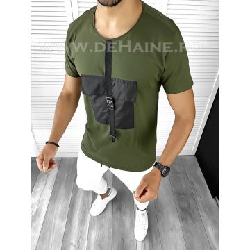 Tricou barbati slim fit kaki B1975  N7-3.2