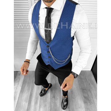 Vesta barbati eleganta slim fit albastra B8138 103-4 E~