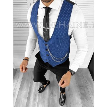 Vesta barbati eleganta slim fit albastra B8138 141-6 E