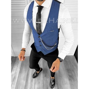 Vesta barbati eleganta slim fit albastra B8180 102-4 E~