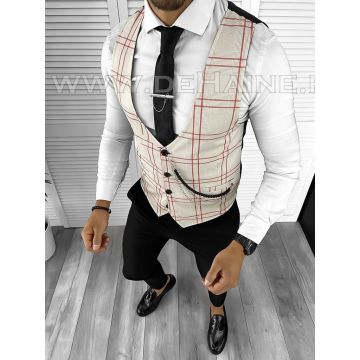 Vesta barbati eleganta slim fit bej B8078 89-3