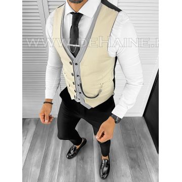 Vesta barbati eleganta slim fit bej B8098 O6-5.3