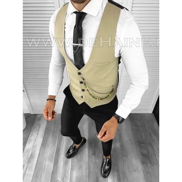 Vesta barbati eleganta slim fit bej  B8139 75-4 E