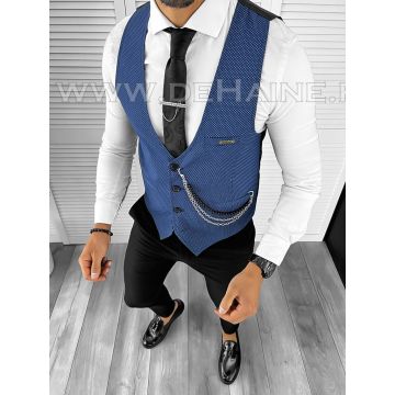 Vesta barbati eleganta slim fit bleu B8102 75-4 e