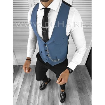 Vesta barbati eleganta slim fit bleu B8175 102-2 E~