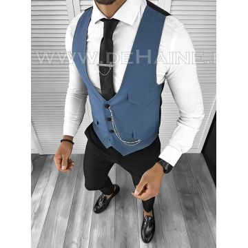 Vesta barbati eleganta slim fit bleu B8175 141-6 E